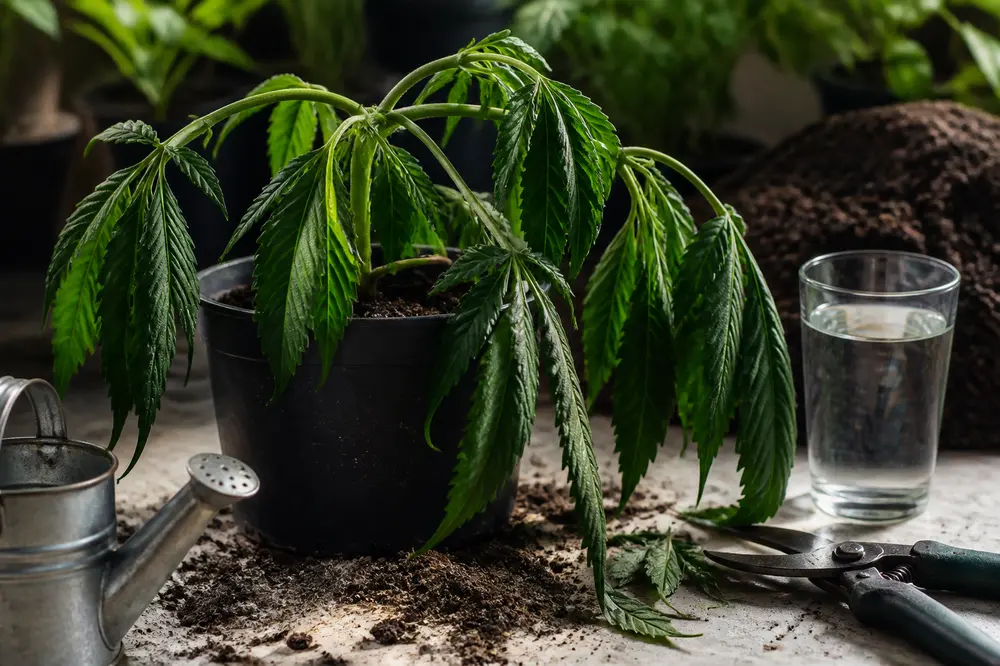 Warum Cannabis Stecklinge lassen Blätter hängen und was Du jetzt tun kannst